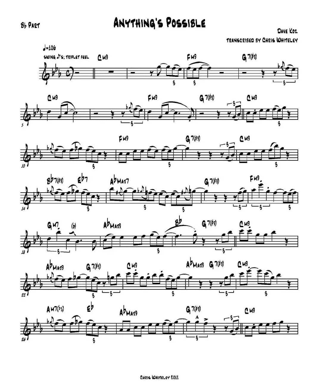 Anything’s Possible（Bb FLAT）