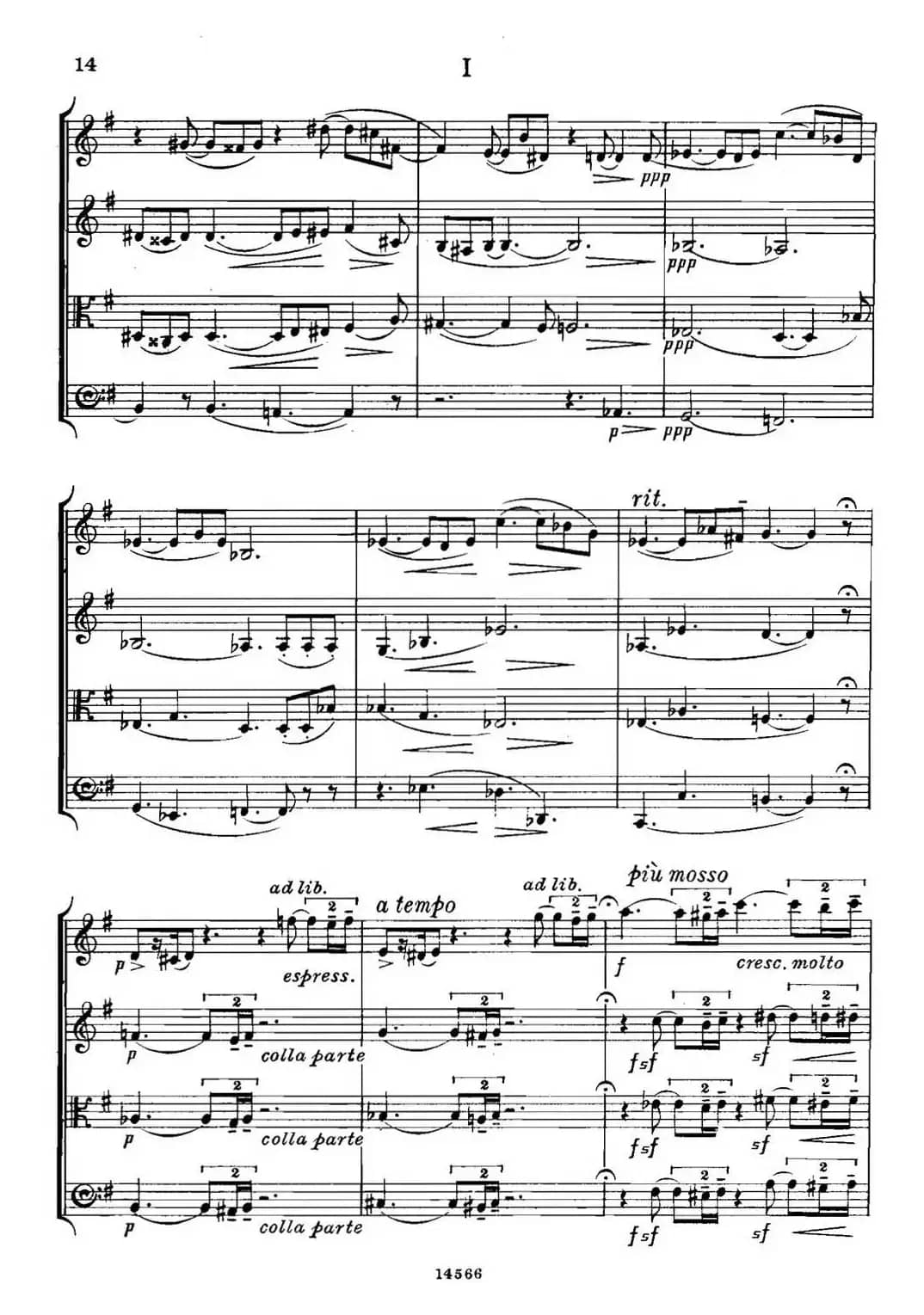 QUARTET Op.83（第一部分）（弦乐四重奏）