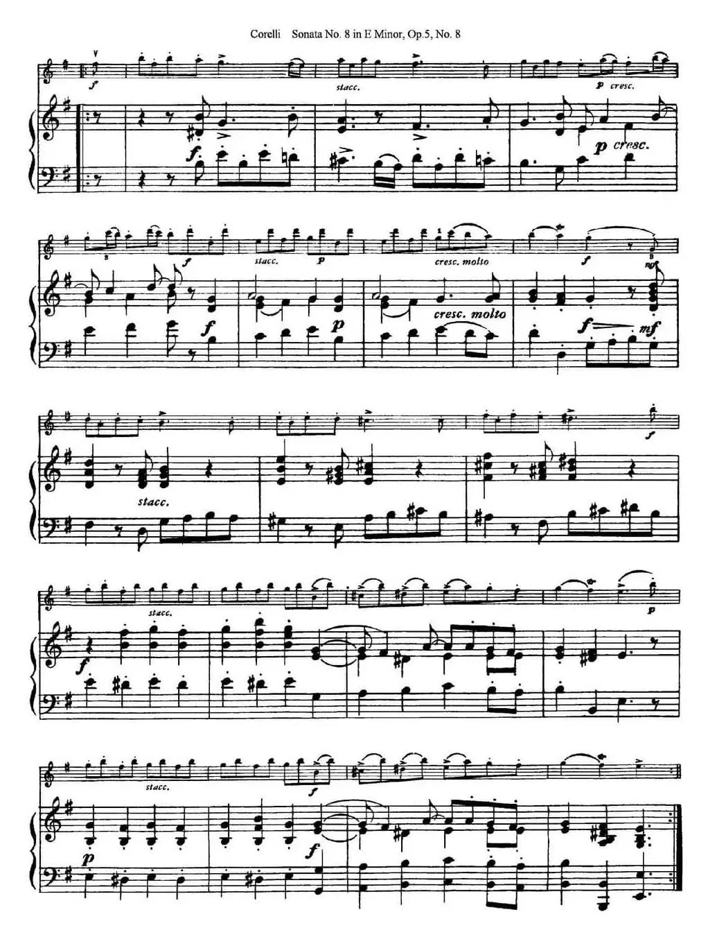 Sonata No.8 in E Minor Op.5 No.8（小提琴+钢琴伴奏）