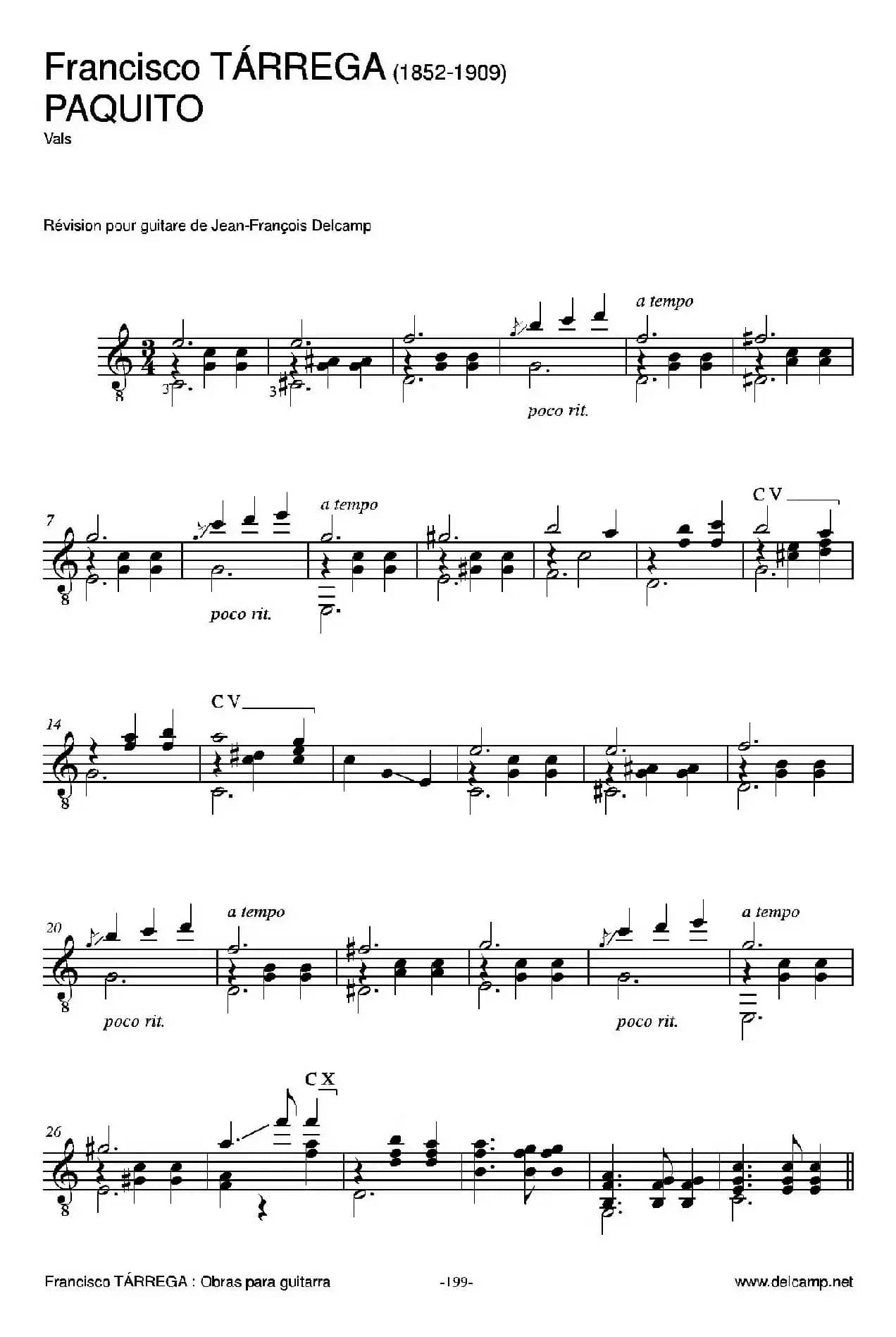 《塔雷加作品全集》第12部分（古典吉他）