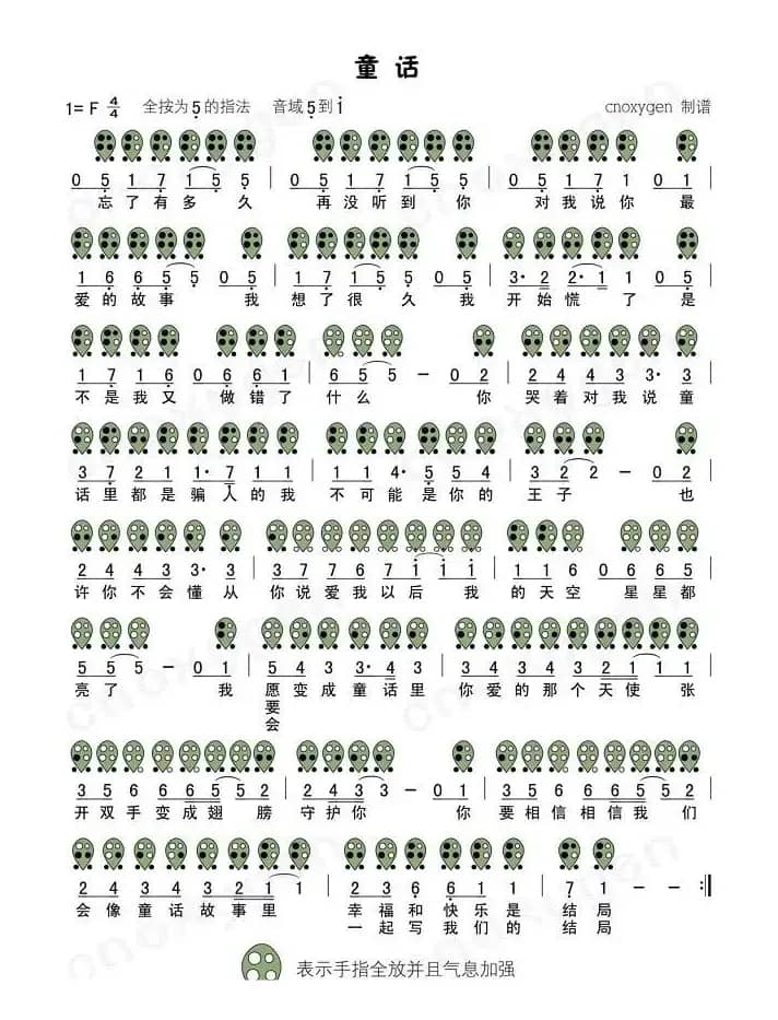 童话（六孔陶笛谱）