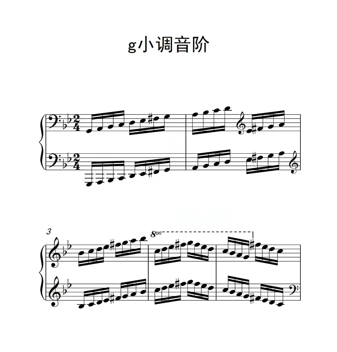 第五级 g小调音阶（中国音乐学院钢琴考级作品1~6级）