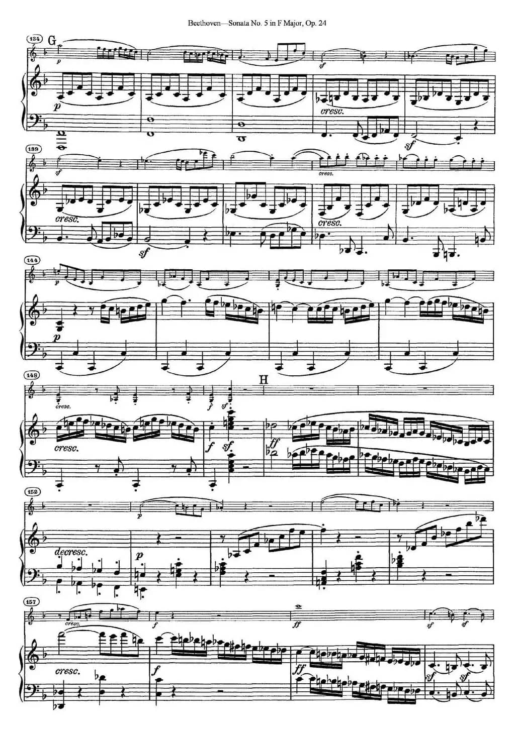 Violin Sonata No.5 in F Major Op.24（小提琴+钢琴伴奏）