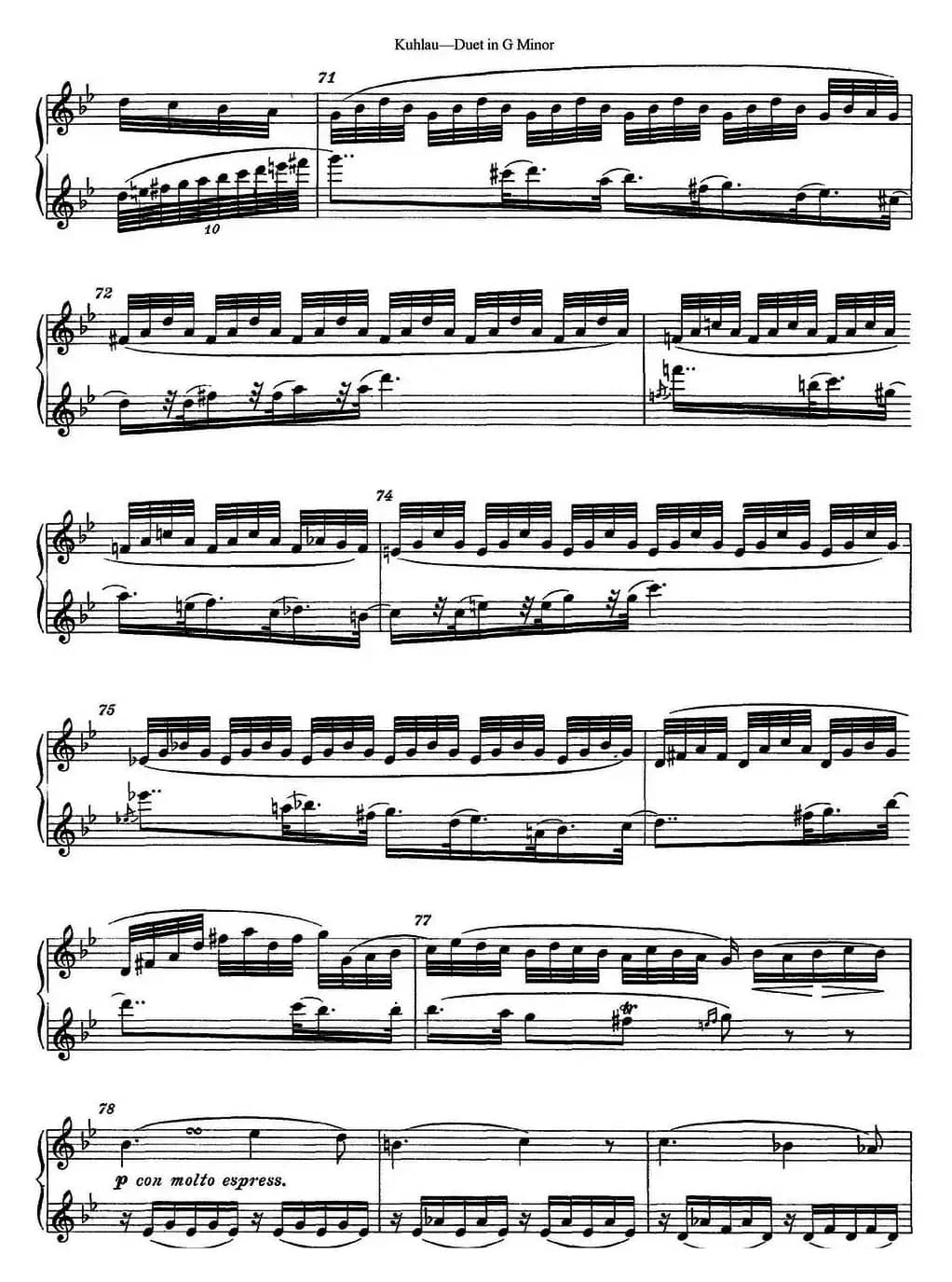 库劳g小调长笛二重奏练习曲（No.1）