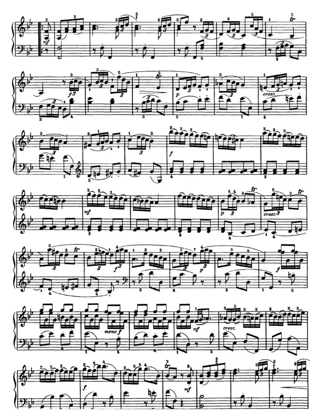 海顿 钢琴奏鸣曲 Hob XVI 2 Partita B-flat major