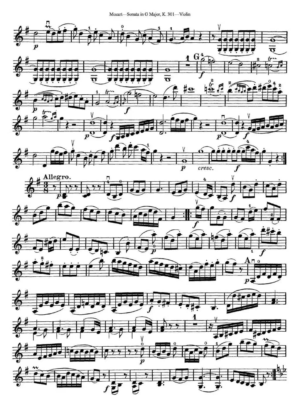 Violin Sonata in G Major K.301
