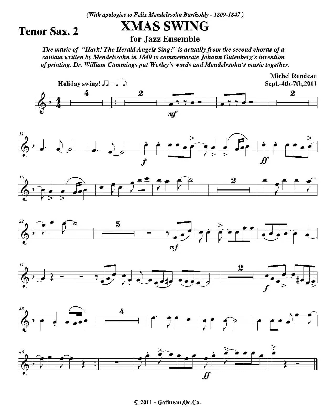 XMAS SWING（第二次中音萨克斯分谱）