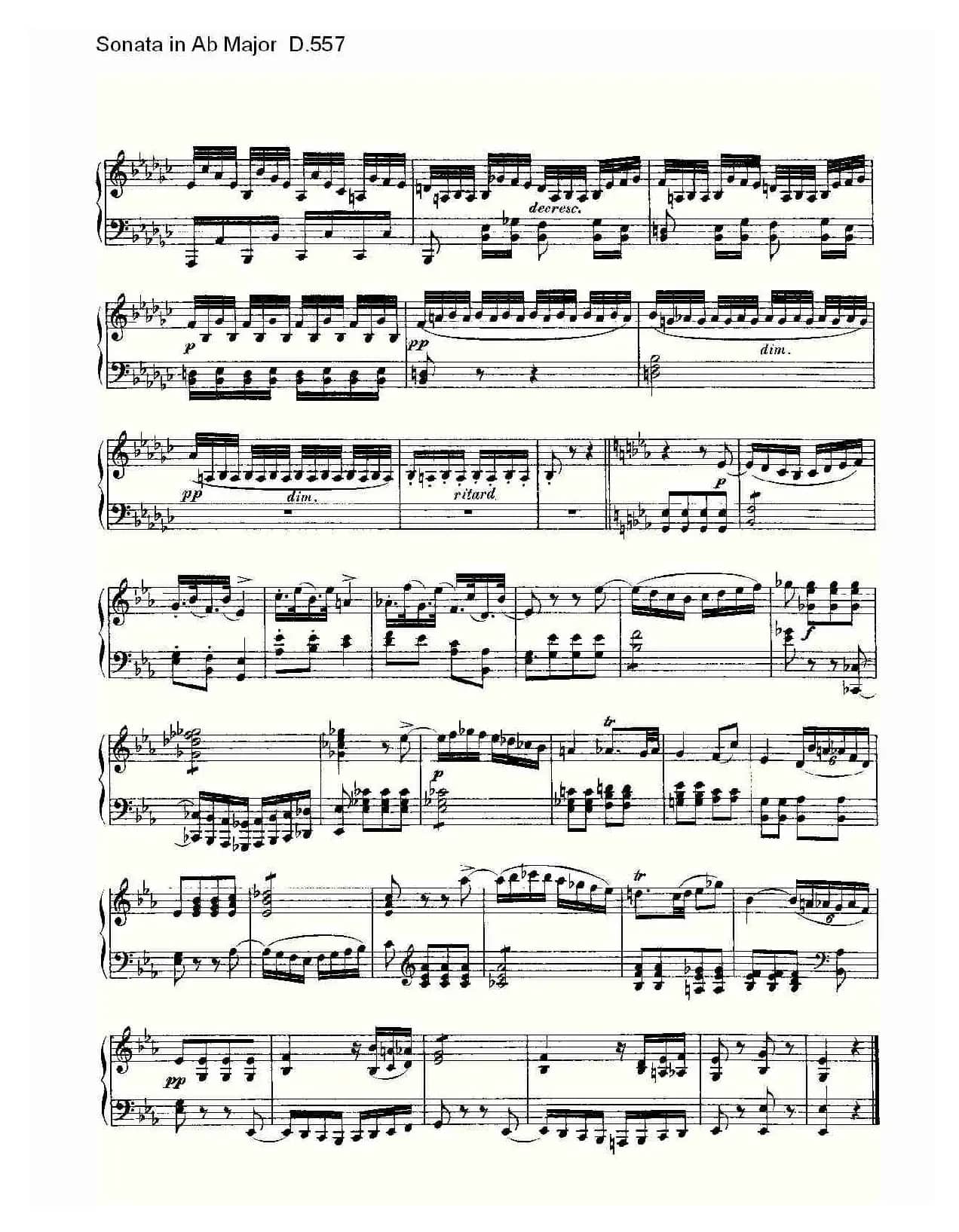 Sonata in Ab Major D.557（Ab大调奏鸣曲 D.557）