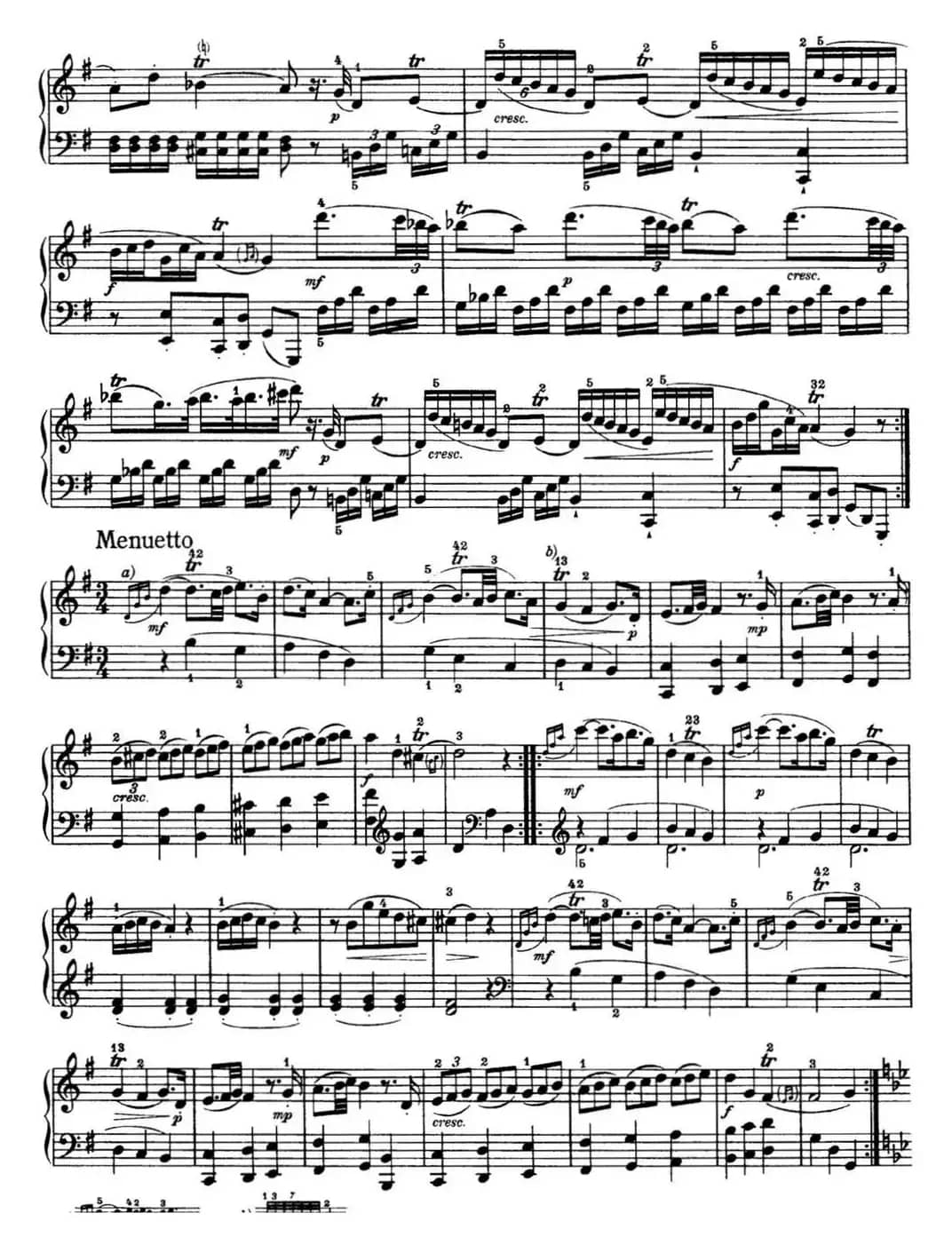 海顿 钢琴奏鸣曲 Hob XVI 6 Partita G major