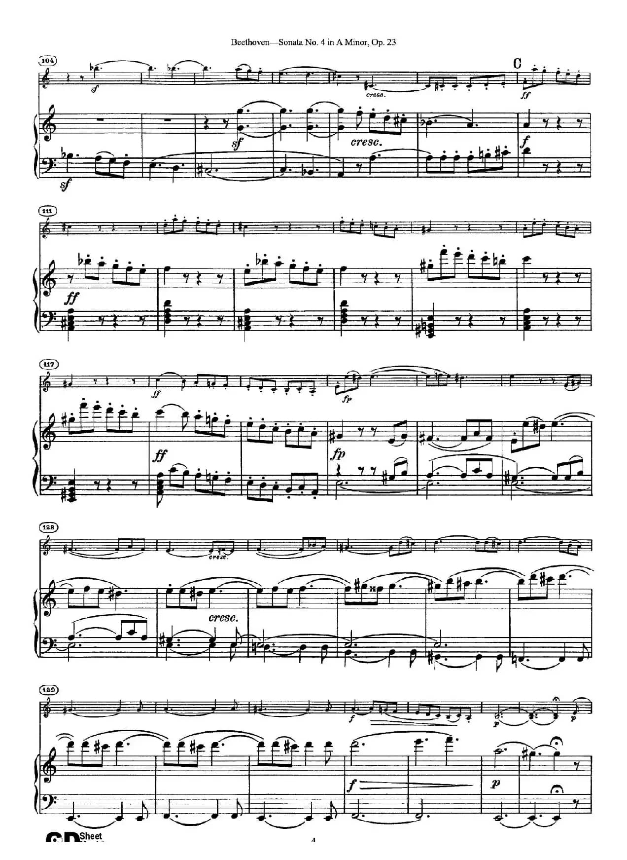 A小调第四小提琴奏鸣曲（Sonata No.4 in A Minor Op.23）（小提琴+钢琴伴奏）