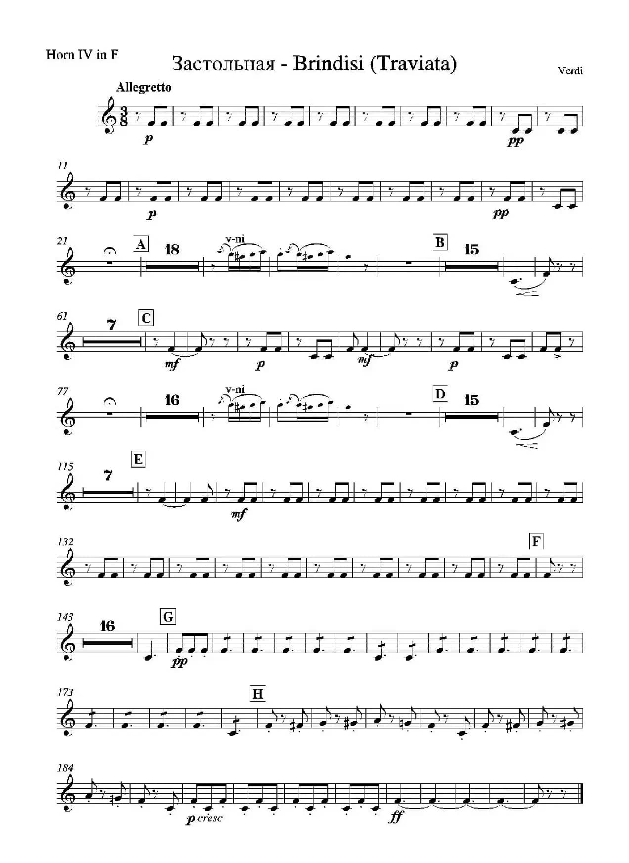 Brindisi （La Traviata）（管弦乐队分谱）