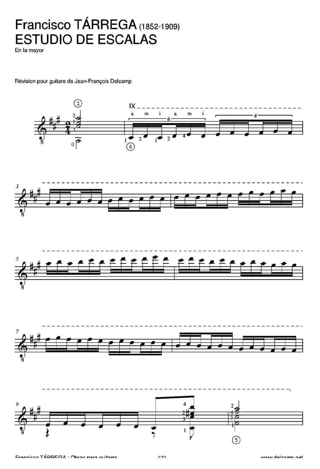 ESTUDIO DE ESCALAS(En la mayor)（古典吉他）