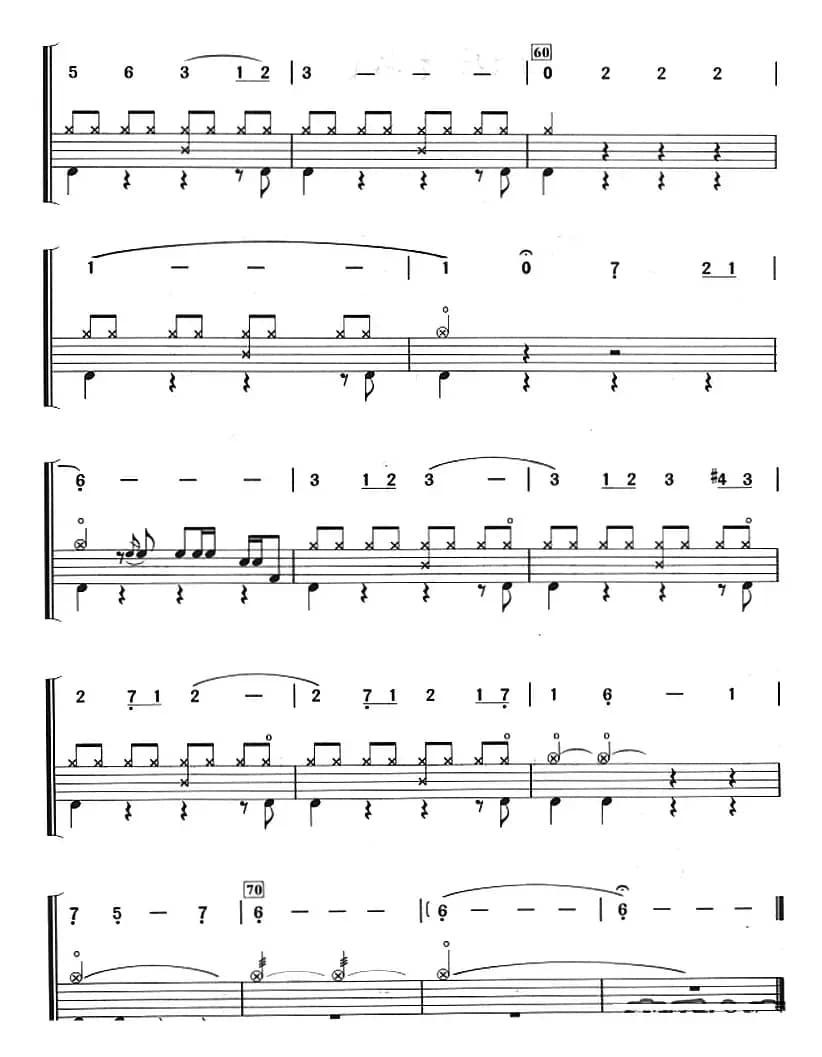 橄榄树（架子鼓、主旋律+鼓谱）