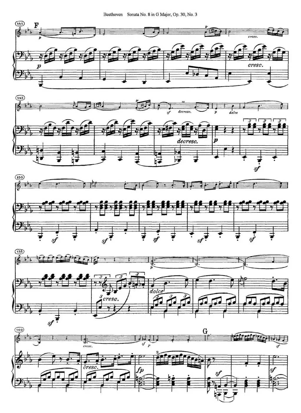 Violin Sonata No.8 in G Major Op.30 No.3（小提琴+钢琴伴奏）
