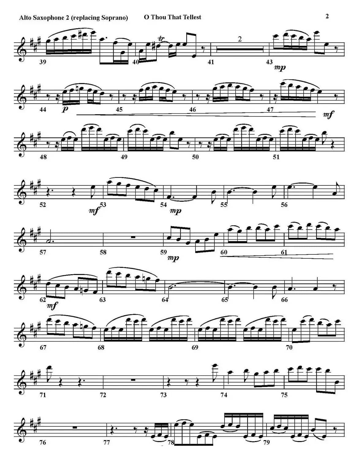 O THOU THAT TELLEST GOOD TIDINGS TO ZION（四重奏·中音萨克斯分谱）