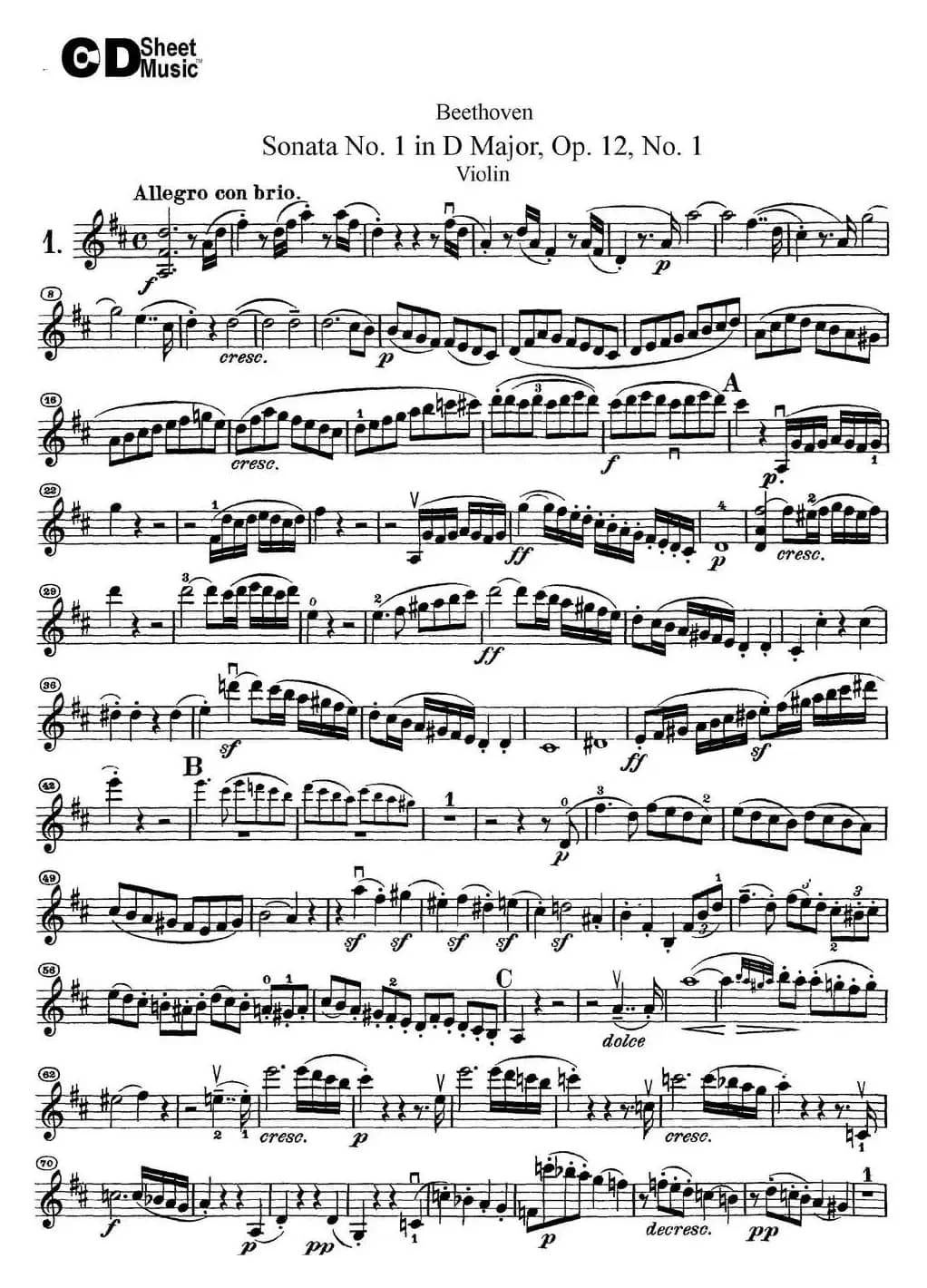 Violin Sonata No.1 in D Major Op.12 No.1