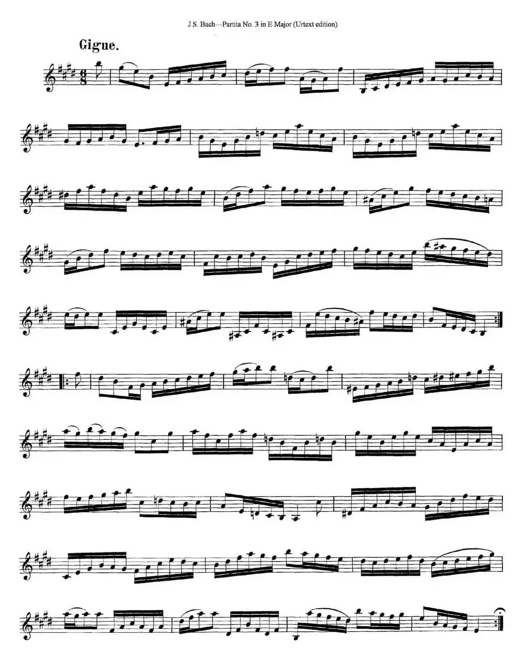 6 Violin Sonatas and Partitas 6.Partita No.3 in E Major（Urtext edition）