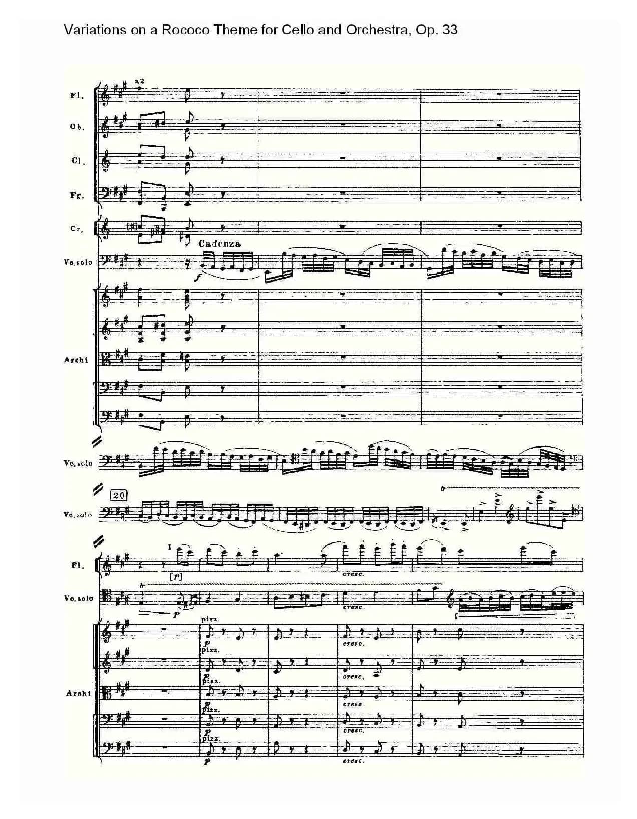 大提琴与管弦乐洛可可主题a小调变奏曲, Op.33（一）