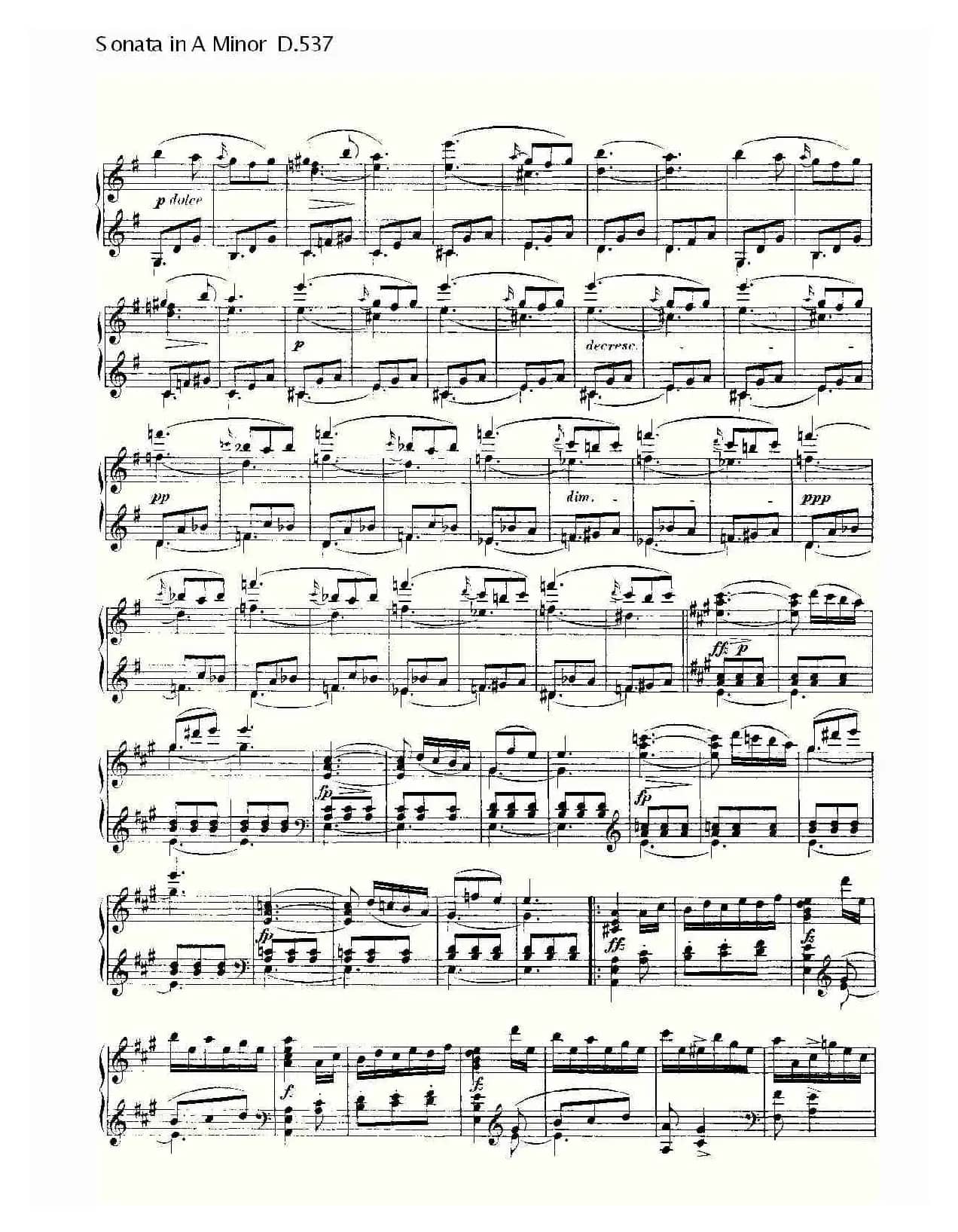 Sonata in A Minor D.537（A小调奏鸣曲 D.537）