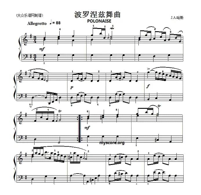 巴赫初级钢琴曲之二十四：波罗涅兹舞曲