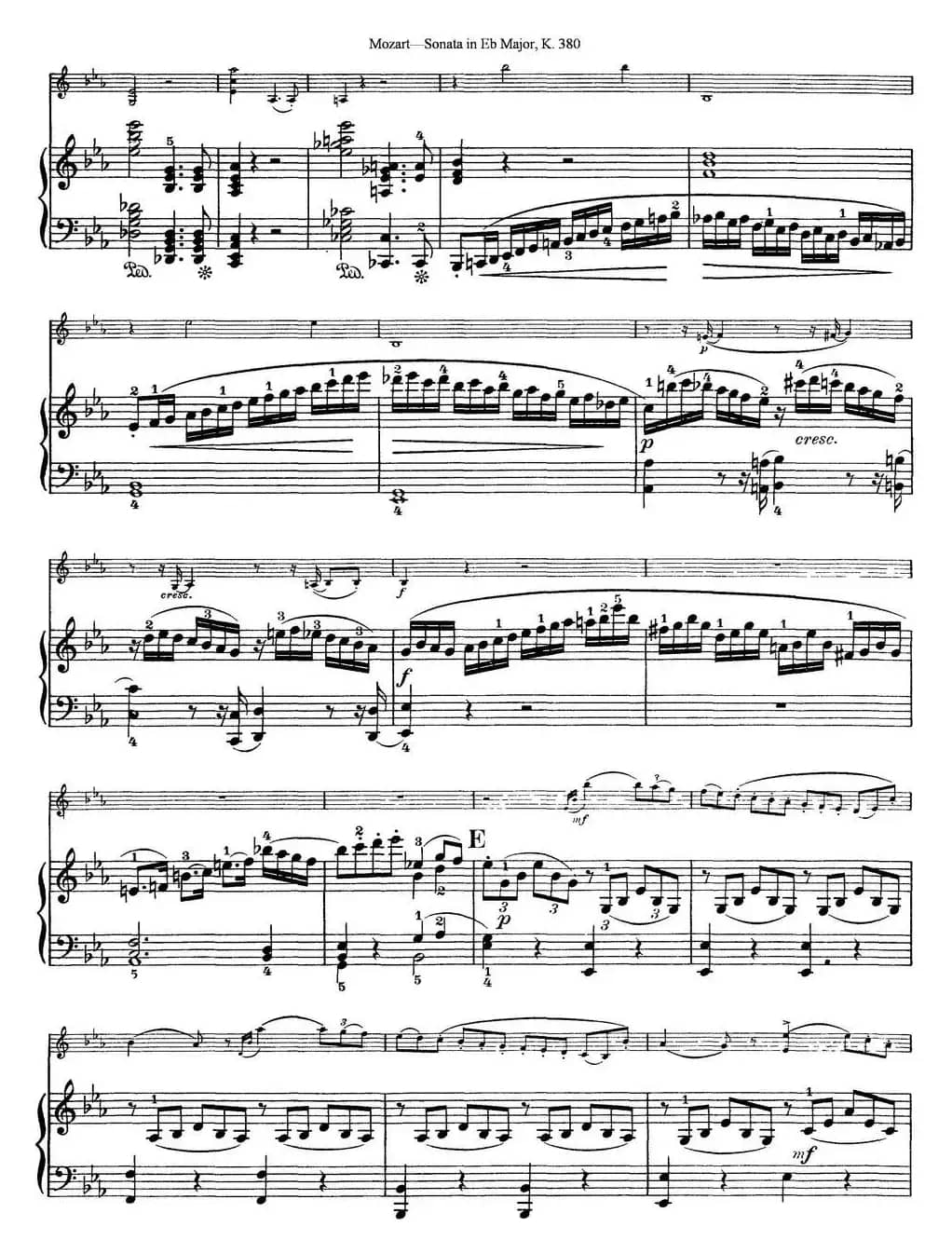 Violin Sonata in Eb Major K.380（小提琴+钢琴伴奏）