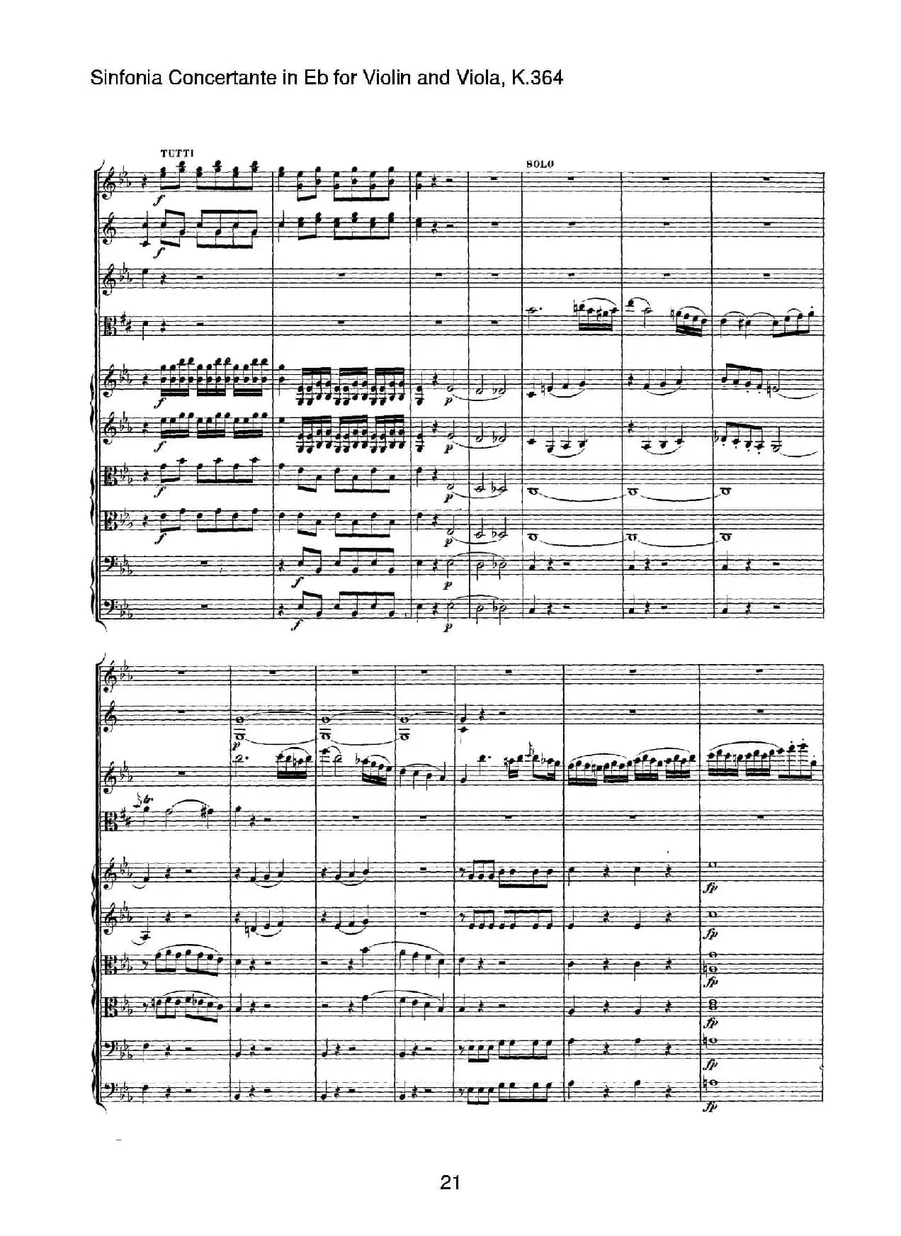 降E大调交响协奏曲（《Sinfonia Concertante in Eb》for Violin and Viola K.364）