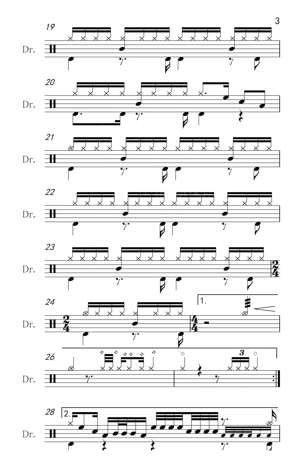 用心良苦（架子鼓谱）