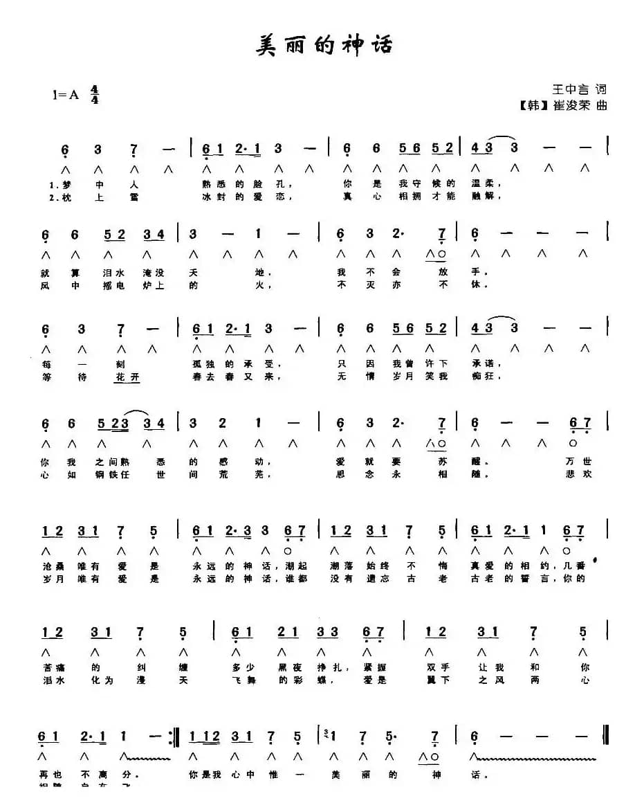 美丽的神话（带歌词版）