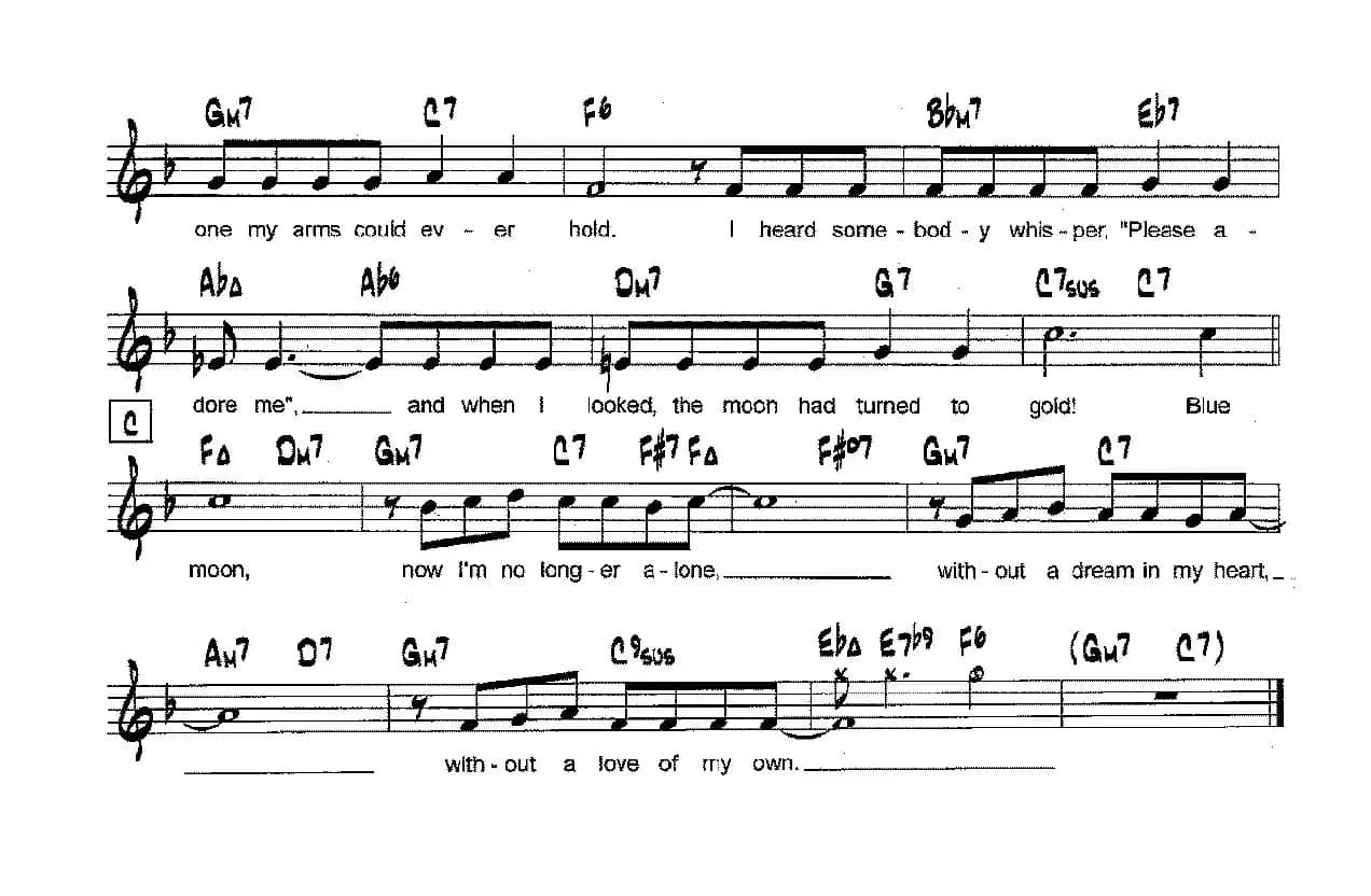 降B爵士乐谱：BLUE MOON