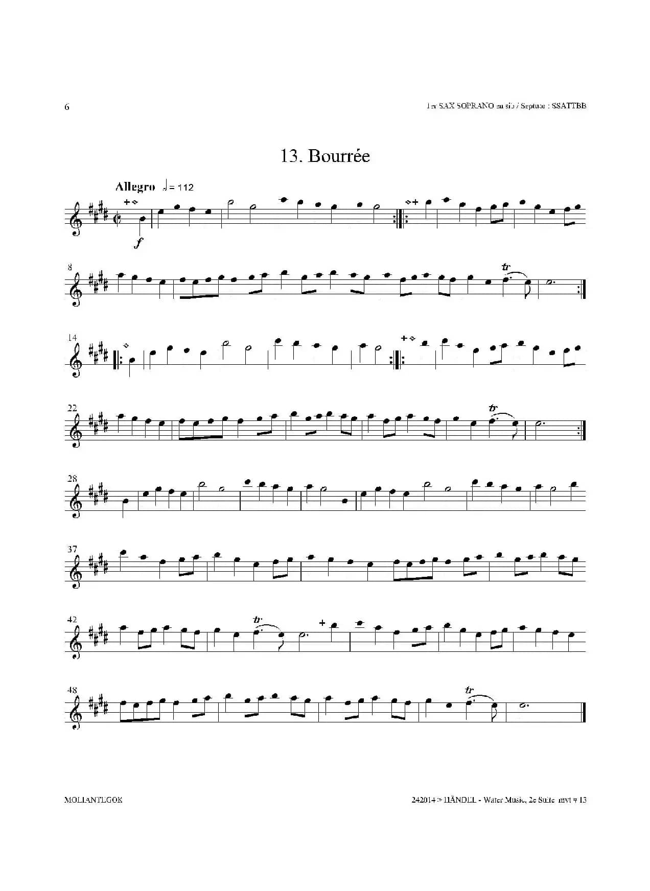 Water Music（HWV.349 No.2）（第一高音萨克斯）