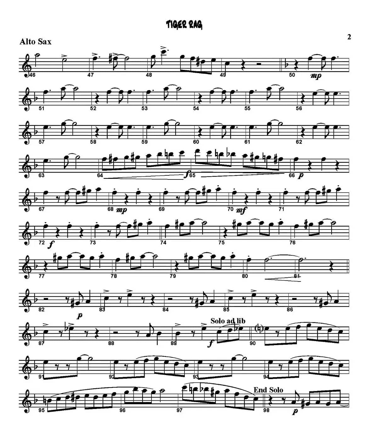 TIGER RAG（四重奏）