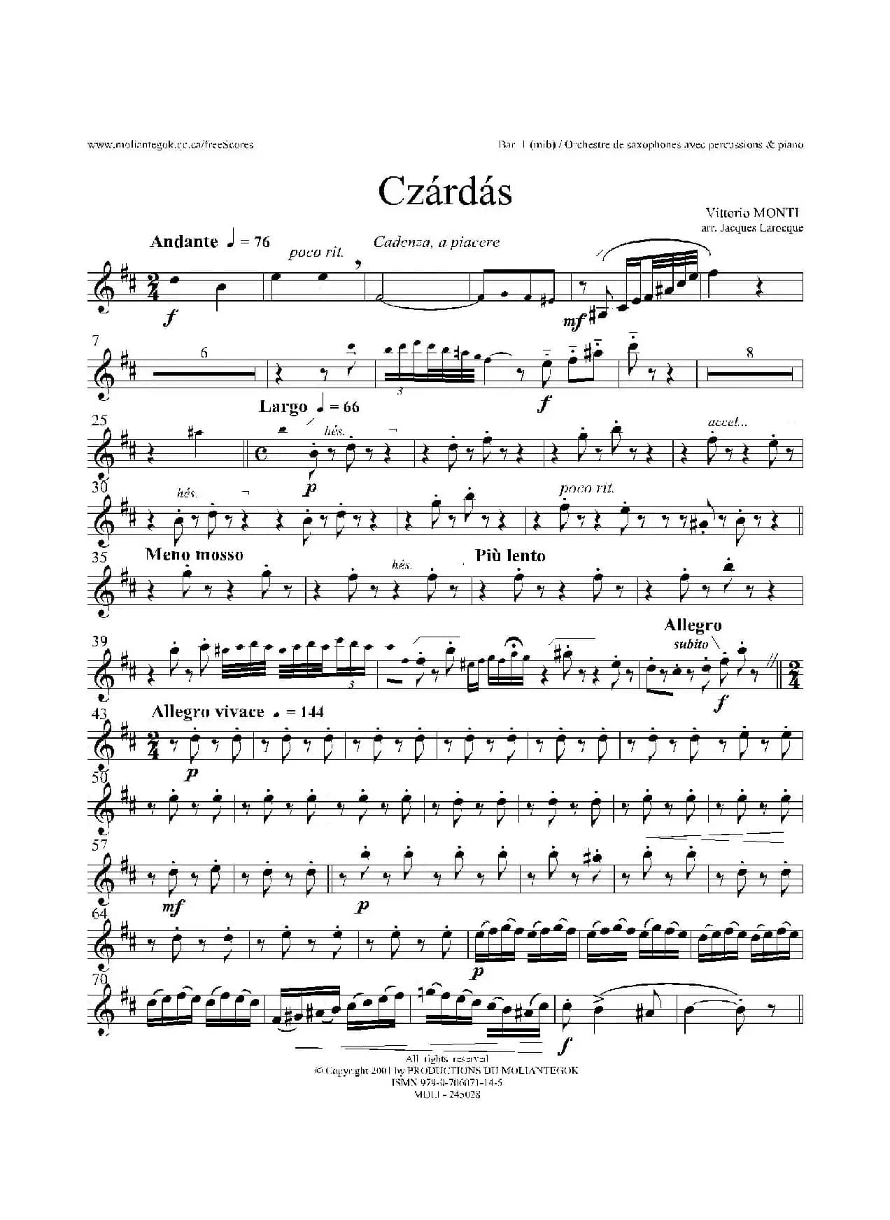Czardas 查尔达斯（15重奏）（3支上低音萨克斯）