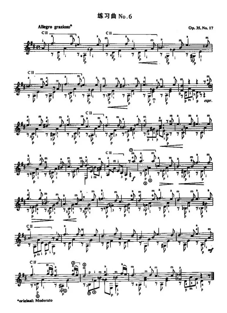 费尔南多·索尔 古典吉他练习曲 No.6（Op.35 No.17）