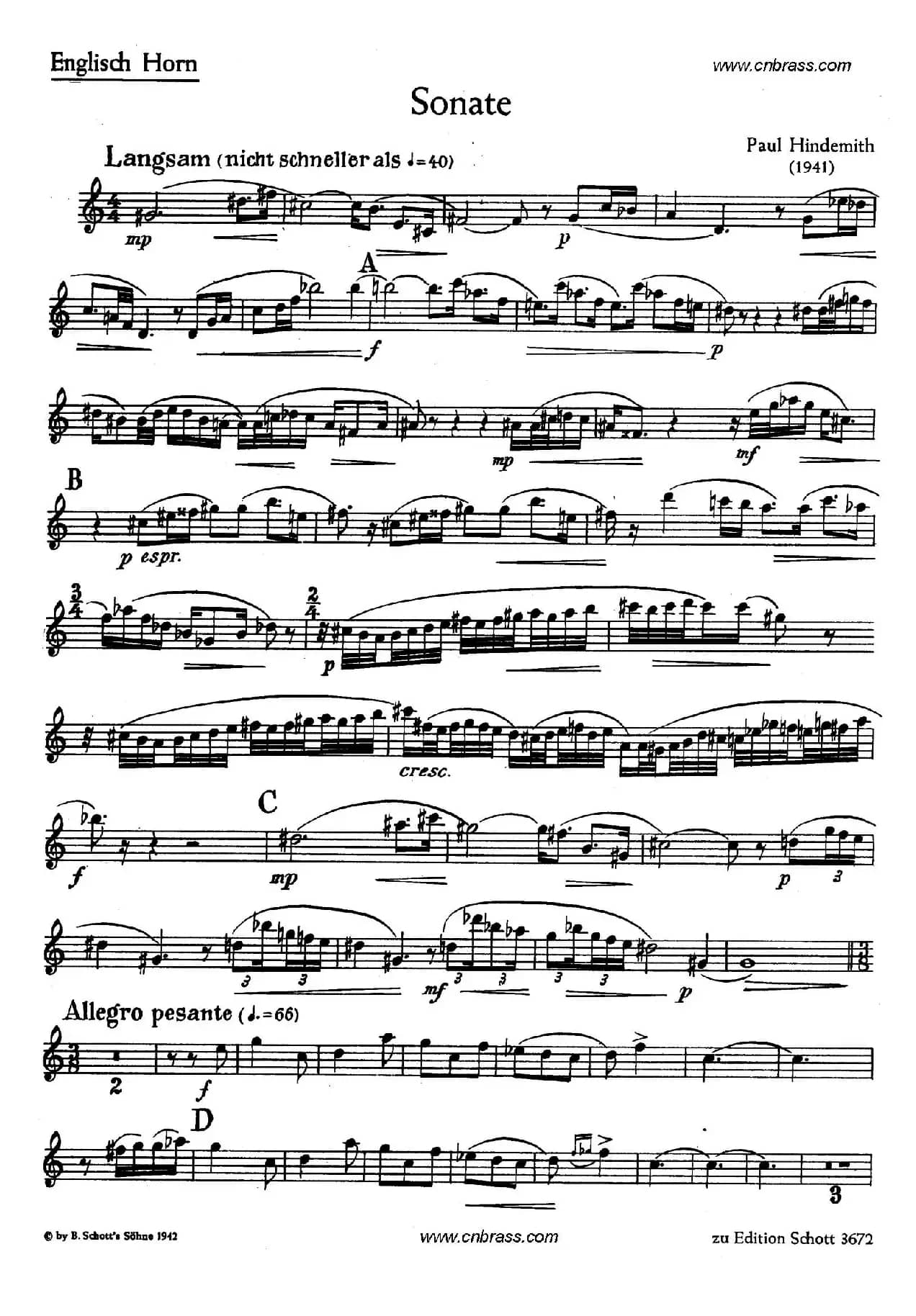 亨德米斯-奏鸣曲（圆号独奏）