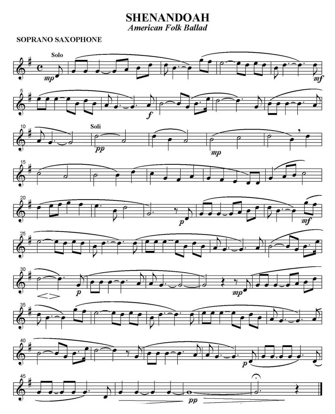 SHENANDOAH（四重奏·高音萨克斯分谱）