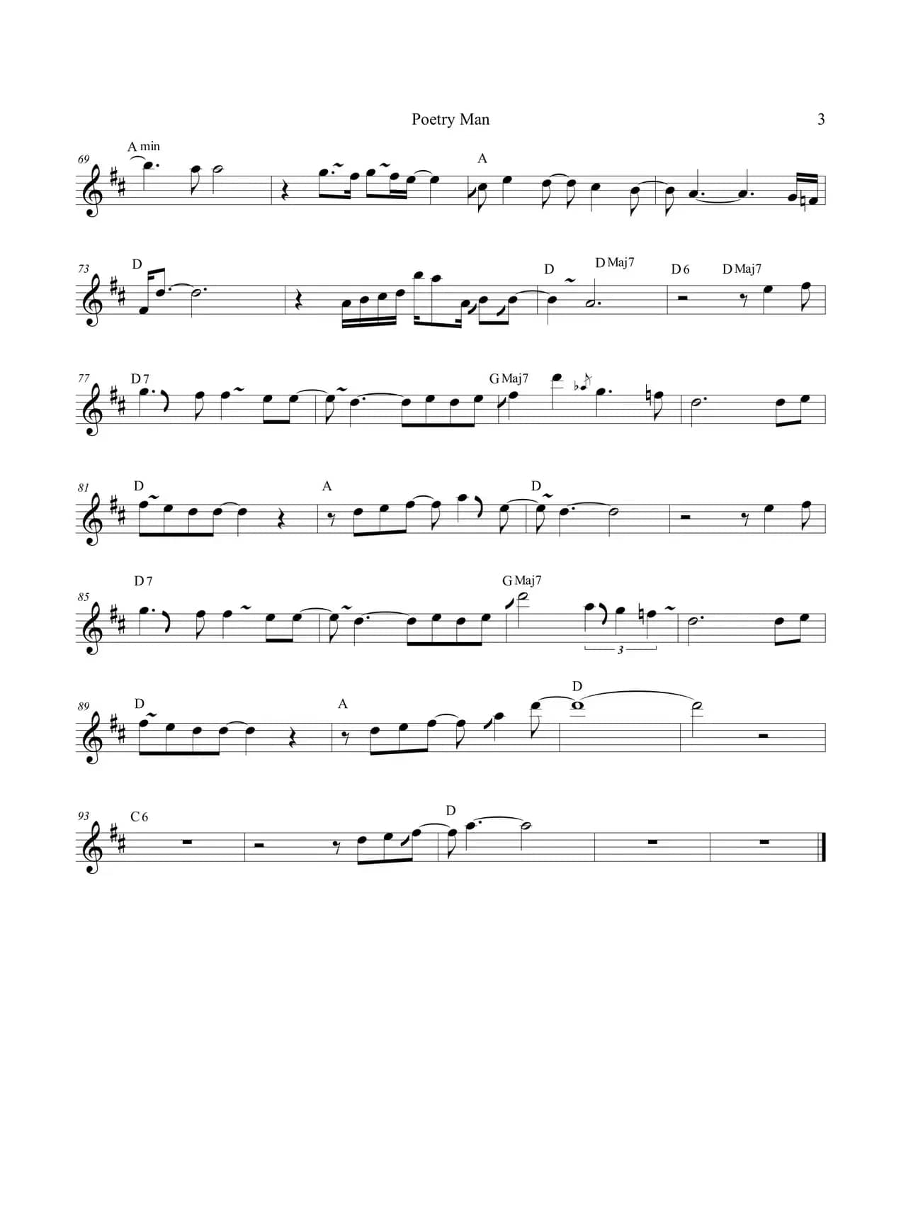 Poetry Man（高音萨克斯/次中音萨克斯）