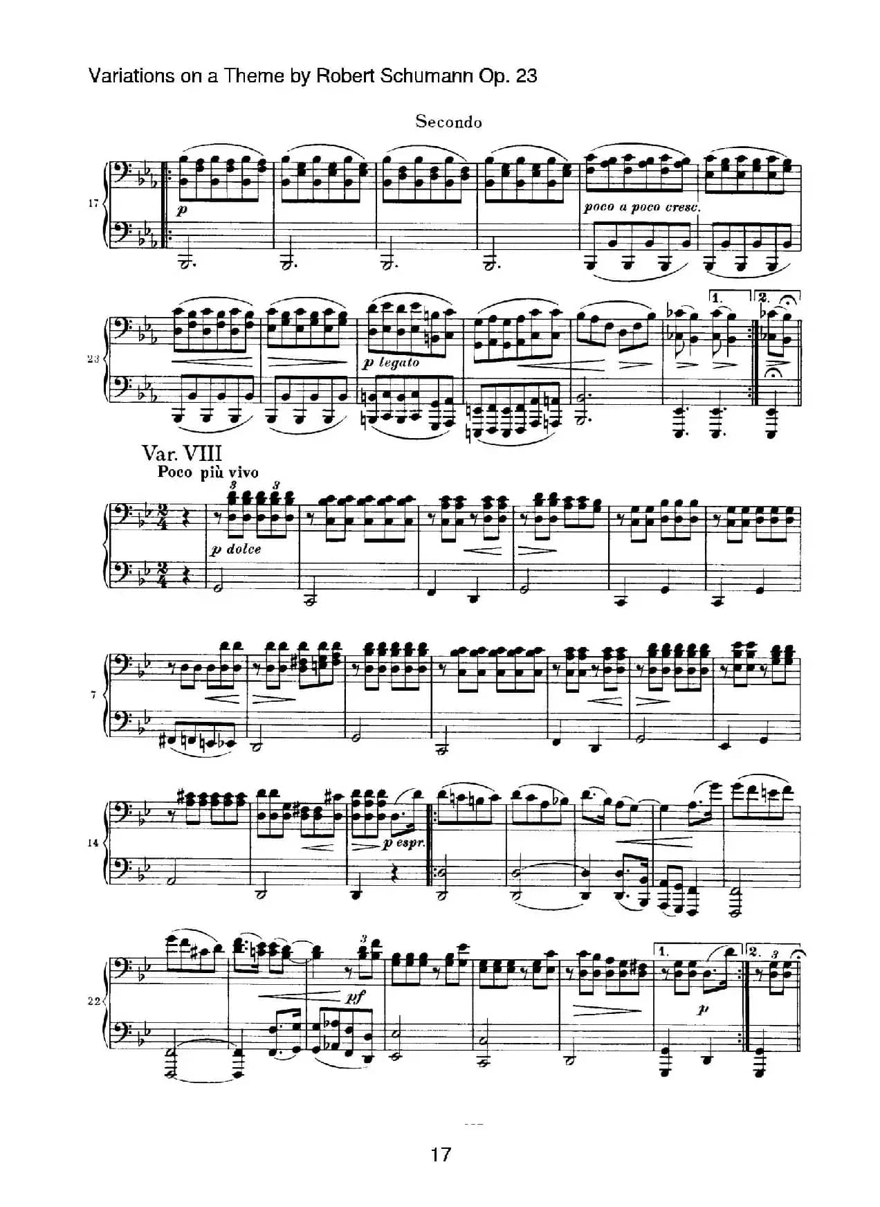 ​Variations on a Theme by Robert Schumann Op.23（舒曼主题变奏曲）（四手联弹）