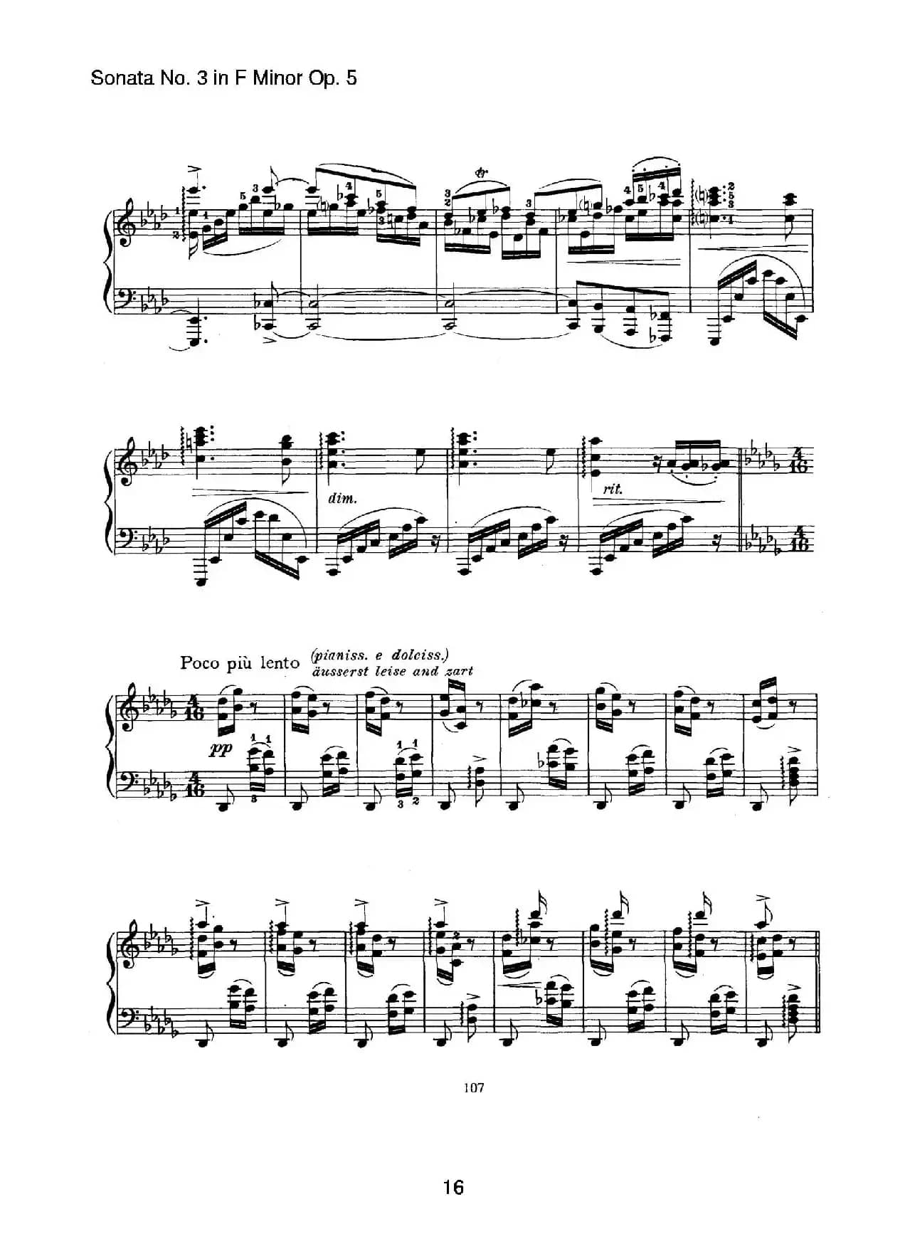 Piano Sonata No.3 in f Minor Op.5（f小调第三钢琴奏鸣曲）