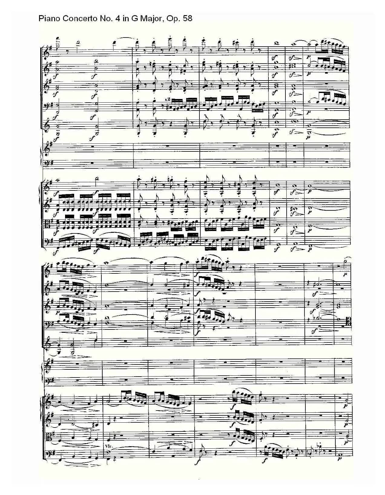 Ｇ大调钢琴第四协奏曲 Op.58 第一乐章（总谱）
