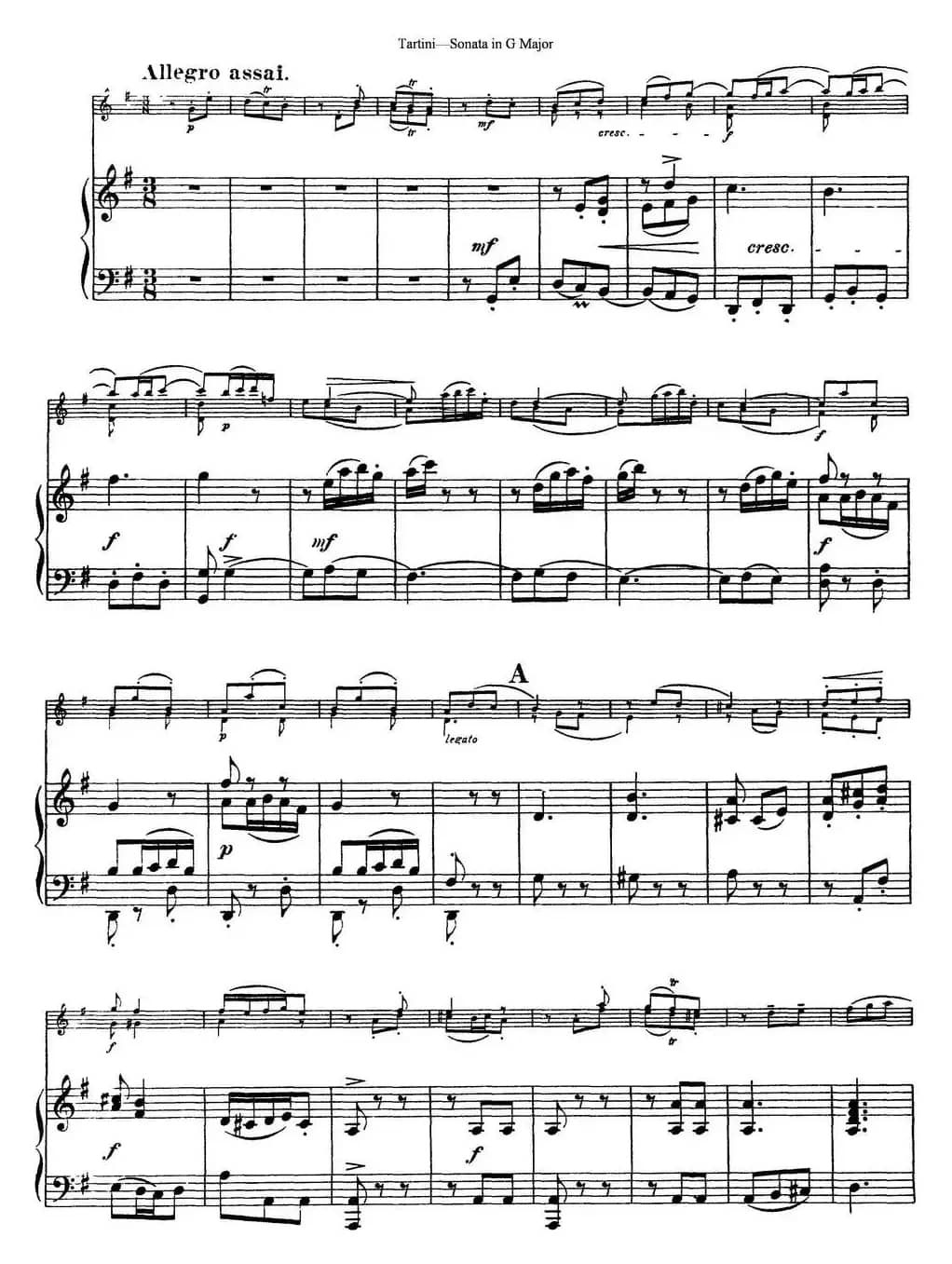 Violin Sonata in G Major（小提琴+钢琴伴奏）