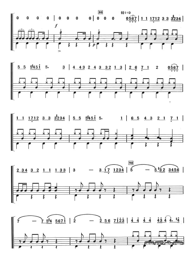 巡逻兵进行曲（架子鼓、主旋律+鼓谱）