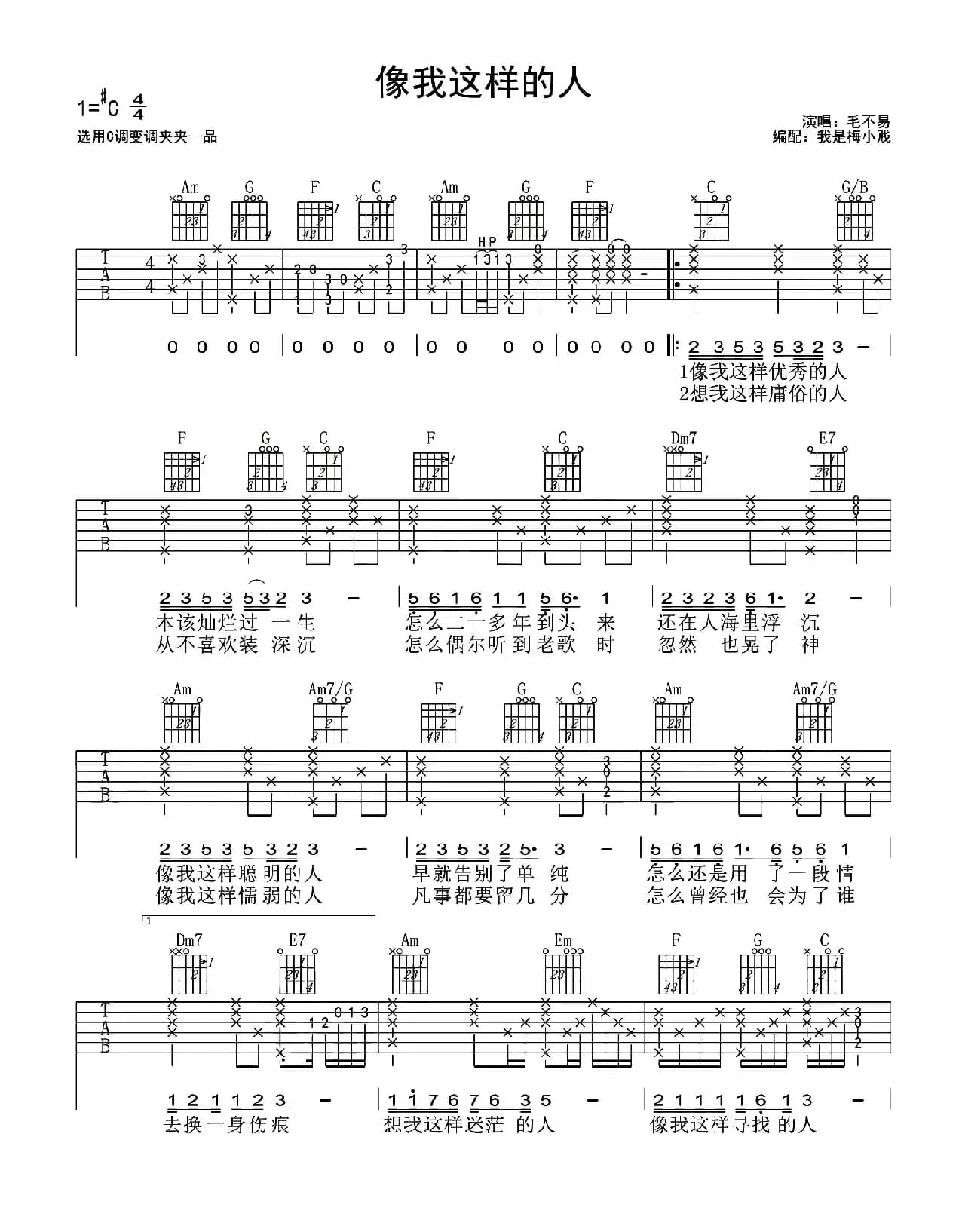 像我这样的人（梅老师吉他教室版）