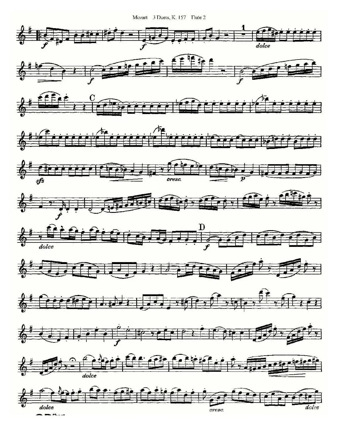 3 Duets K.157 之第二长笛（二重奏三首 K157号）