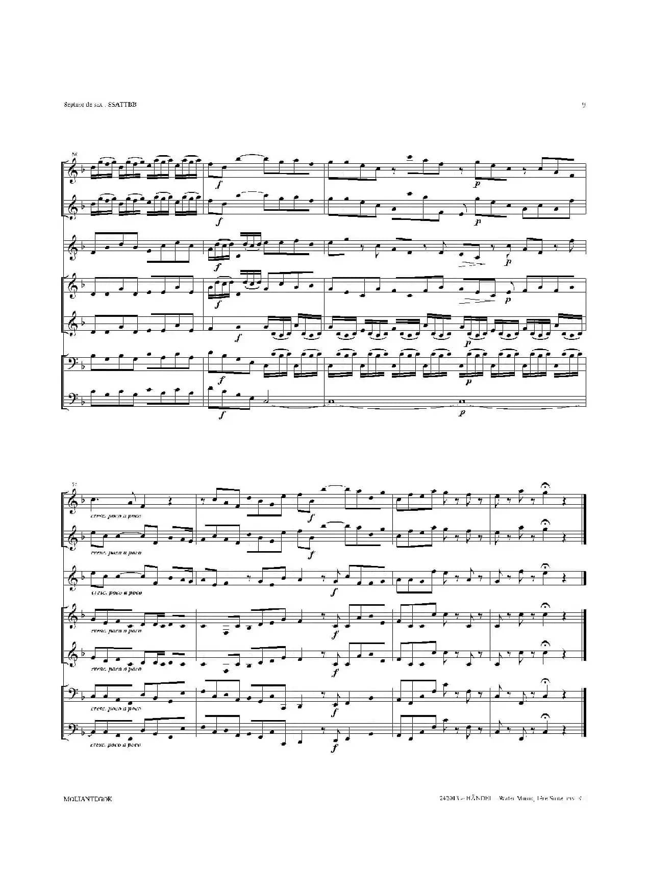 Water Music（HWV.348 No.1）（萨克斯合奏总谱）