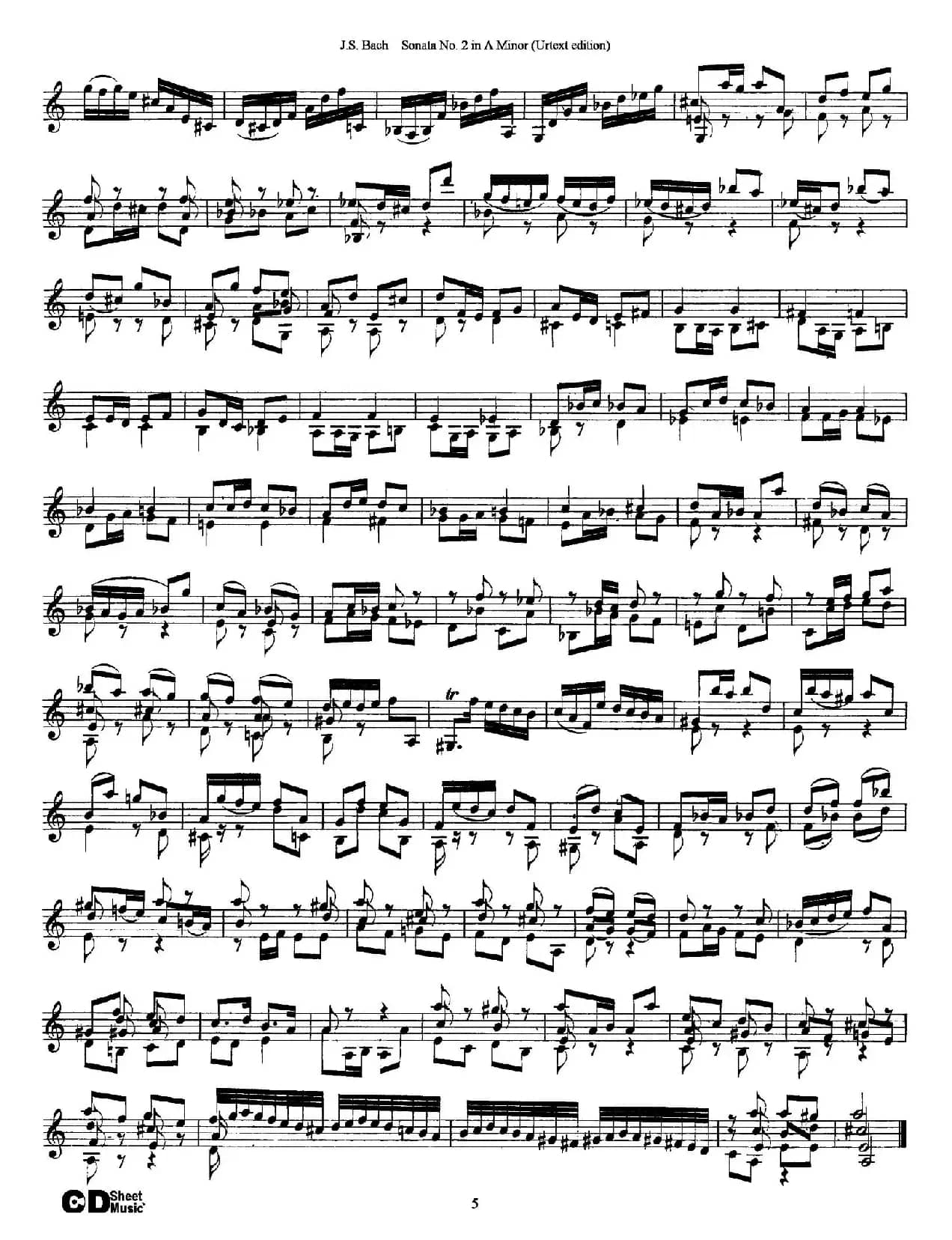 6 Violin Sonatas and Partitas 3.Sonata No.2 A Minor（Urtext edition）