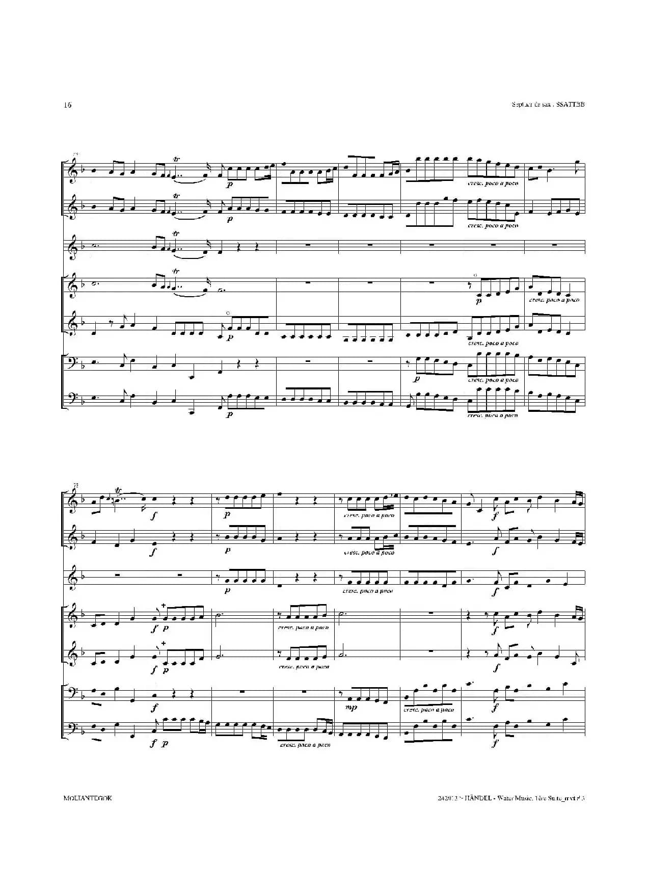 Water Music（HWV.348 No.1）（萨克斯合奏总谱）