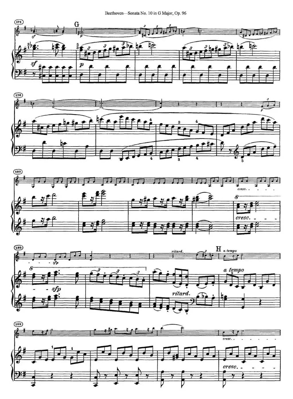 Violin Sonata No.10 in G Major Op.96（小提琴+钢琴伴奏）