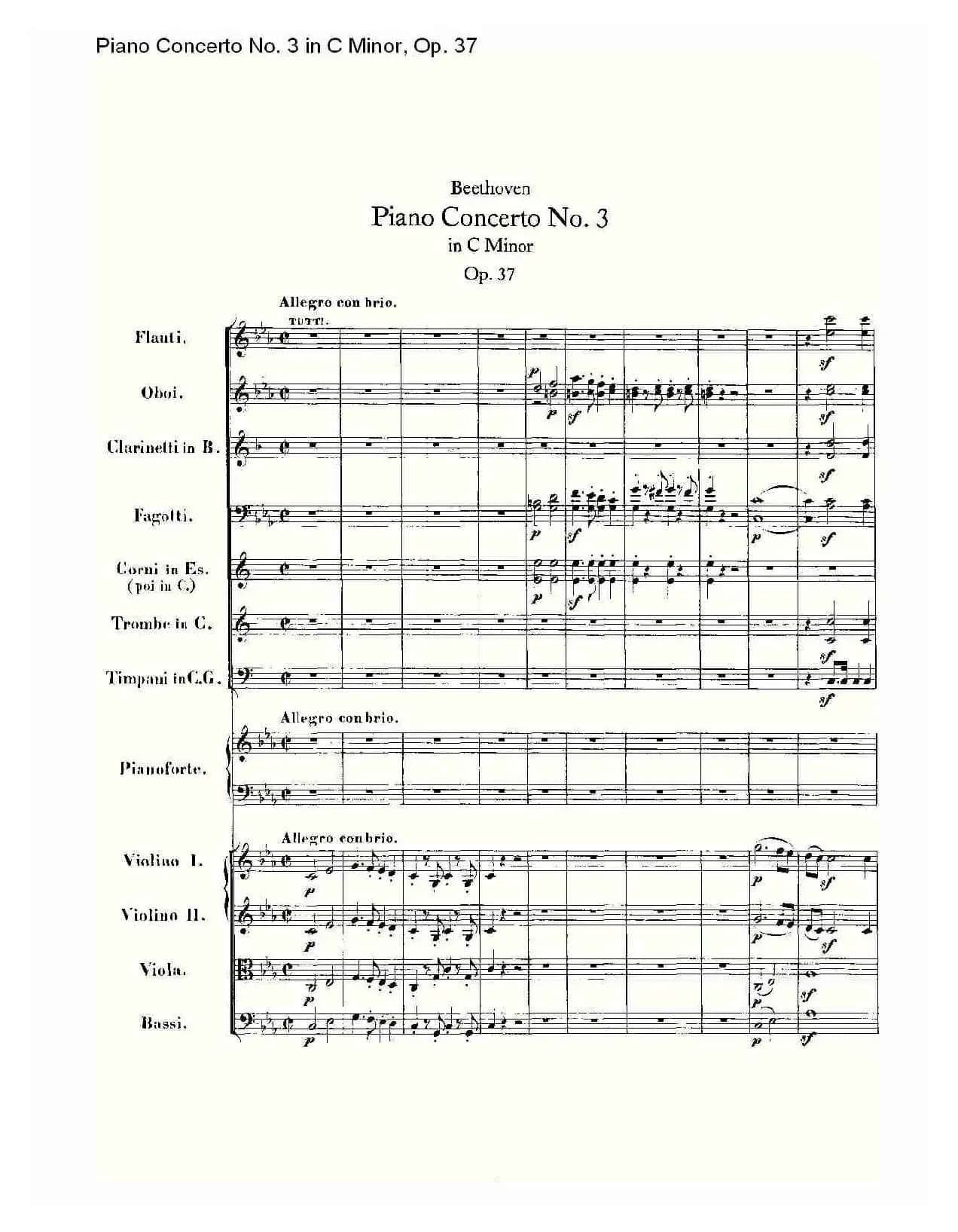 C小调钢琴第三协奏曲 Op.37  第一乐章