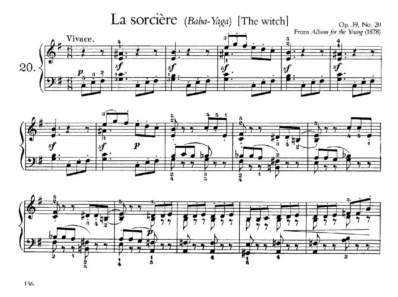 Album for the Young Op.39（儿童钢琴曲集）（20. 女巫巴巴 The Witch: Baba - Yaga）