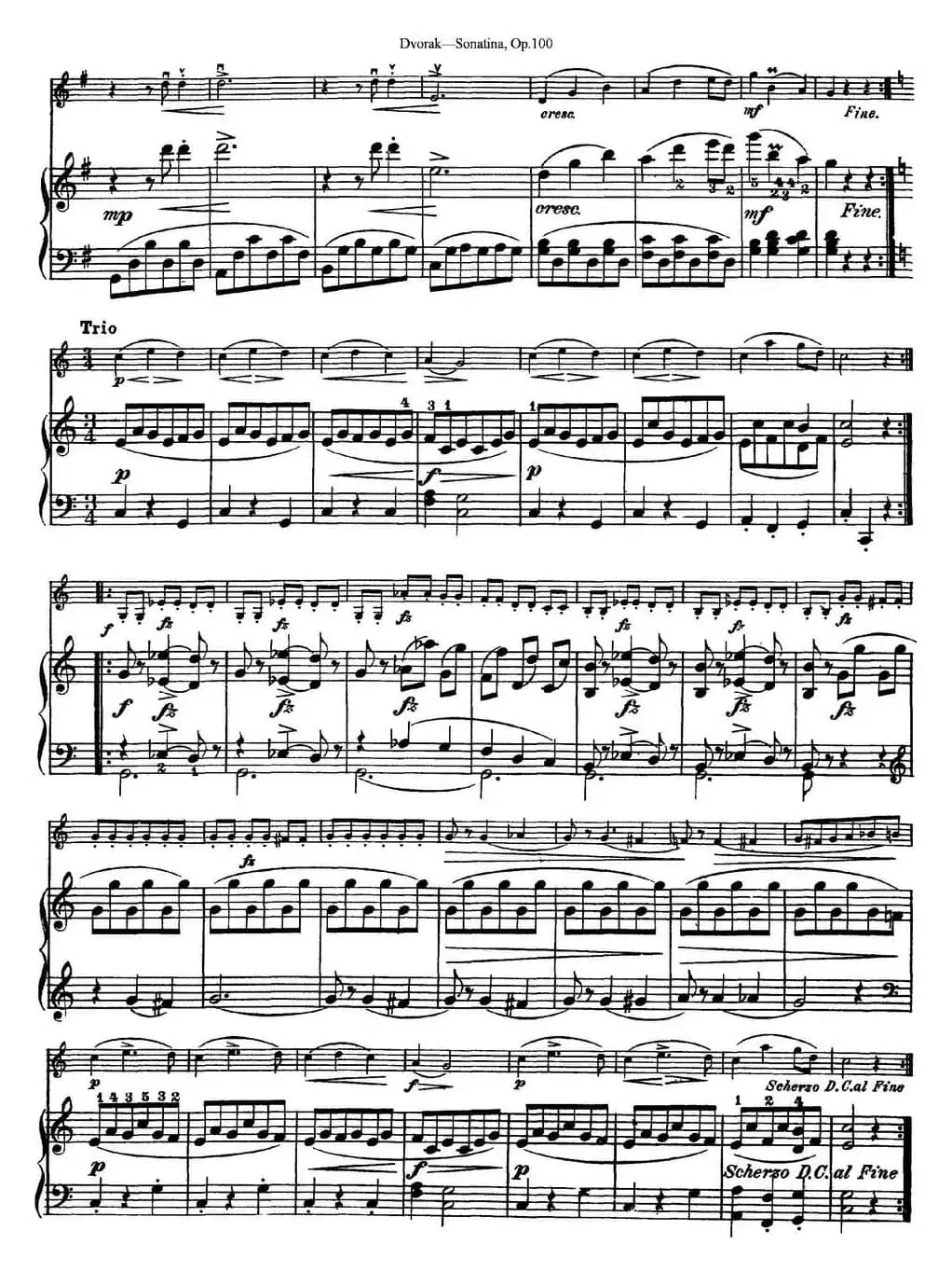 Violin Sonatina Op.100（小提琴+钢琴伴奏）